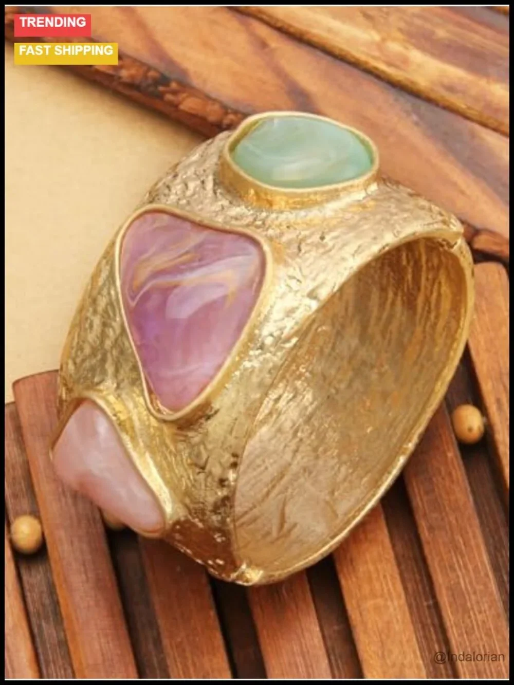 Chunky Gold Cuff Bracelet for Women Statement Open Bangle Adjustable